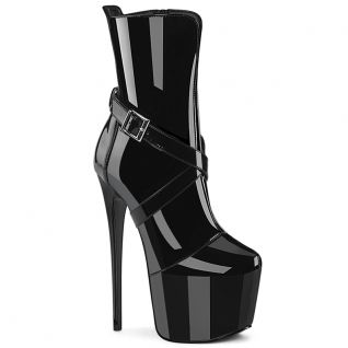 Bottines femme plateforme vernies noires Pleaser, JUBILANT-1011