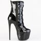 Bottine talon de 18 cm sur plateforme intérieureBottines femme Pleaser noires vernies JUBILANT-1015