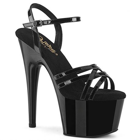 sandales vernies noires Pleaser vue de dessus