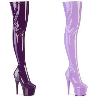 Bottes thigh-high violettes et lilas à talons hauts et plateforme