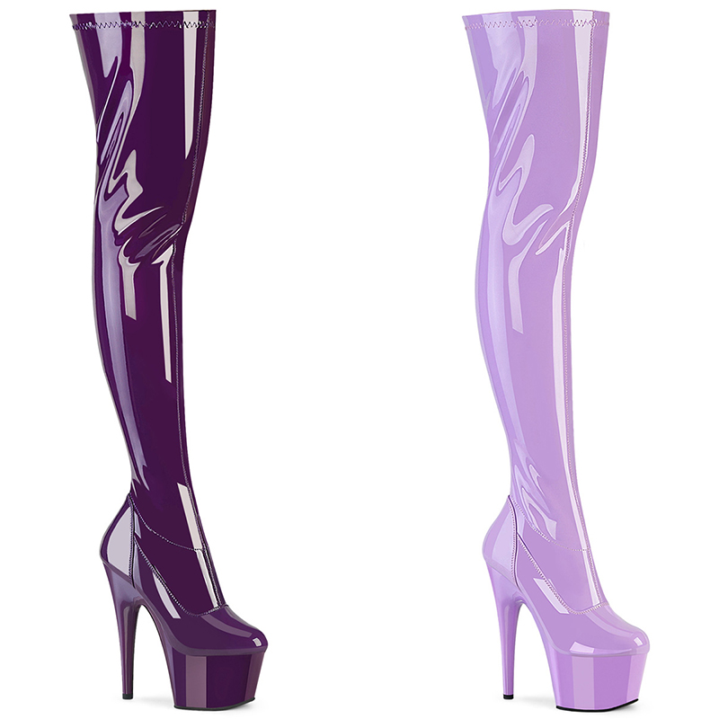 Cuissardes vernies plateforme - Pointure : 46 - Couleur : Violet - Pleaser - Modalova