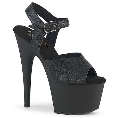 Sandales Pleaser Adore-708UL noires à plateforme et hauts talons aiguilles de 17.8 cm pour un look sexy, glamour et libertin