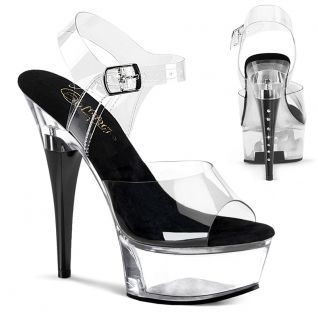 Sandales transparentes Pleaser Captiva-608 à talons hauts 15cm et plateforme 4.4cm