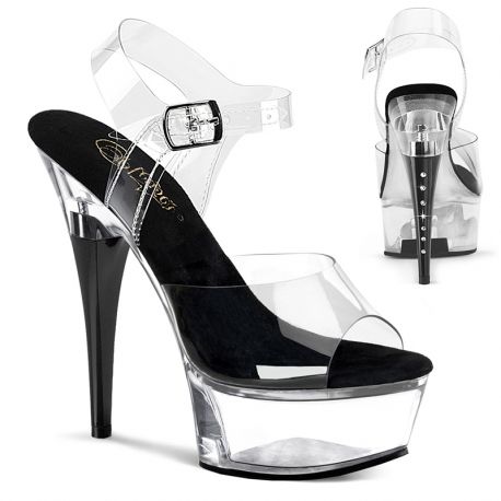 Sandales transparentes Pleaser Captiva-608 à talons hauts 15cm et plateforme 4.4cm