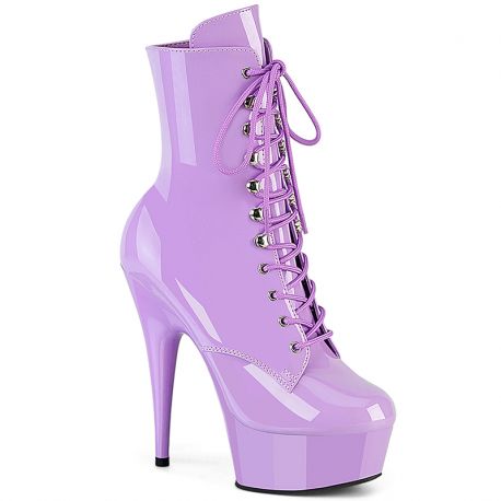 Bottines Pleaser Delight-1020 lavande vernis à lacets
