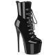 Bottines Pleaser JUBILANT-1014 noires vernies à talons hauts et plateformes, chaussures sexy pour soirée et pole dance