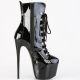 Bottines Pleaser JUBILANT-1014 noires vernies à talons hauts et plateformes, chaussures sexy pour soirée et pole dance