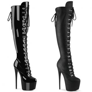 Bottes Pleaser JUBILANT-3012 noires à talons hauts et plateforme, disponibles en vernis et mat, style sexy et glamour