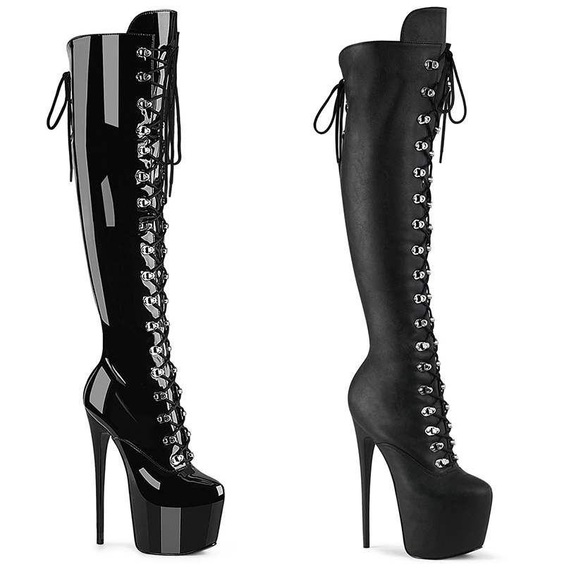 Bottes genouillères à lacet - Pointure : 46 - Couleur : Noir Mat - Pleaser - Modalova