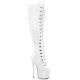Bottes hautes vernies Pleaser JUBILANT-3012 blanches vernis à lacets et plateformes