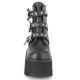 Botteine plateforme gothique Demonia Ashes 55 noires en cuir vegan avec boucles et clous argentés