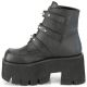 Botteine plateforme gothique Demonia Ashes 55 noires en cuir vegan avec boucles et clous argentés