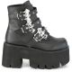 Botteine plateforme gothique Demonia Ashes 55 noires en cuir vegan avec boucles et clous argentés