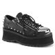 Chaussures gothiques mixtes Demonia Cult Gravedigger-04 noires en cuir végan avec plateforme de 7 cm, clous, tête de mort et dét