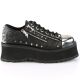 Chaussures gothiques mixtes Demonia Cult Gravedigger-04 noires en cuir végan avec plateforme de 7 cm, clous, tête de mort et dét