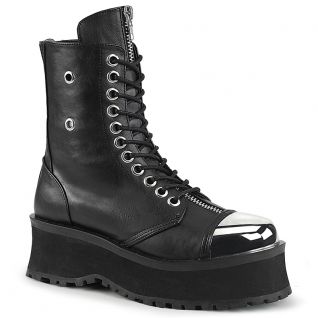 Bottes gothiques noires Demonia Cult Gravedigger-10 avec plateforme et bout renforcé en métal, style punk rock