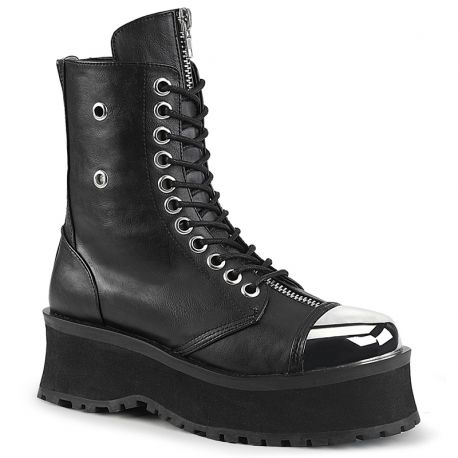 Bottes gothiques noires Demonia Cult Gravedigger-10 avec plateforme et bout renforcé en métal, style punk rock