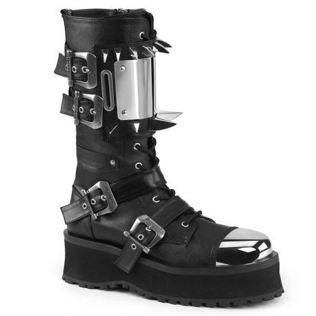 Bottes gothiques montantes noires Demonia Cult Gravedigger-250 avec plateforme