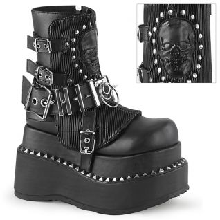 Bottines gothiques plateforme Demonia Cult Bear-150 noires avec tête de mort