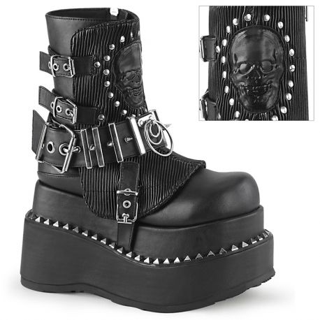 Bottines gothiques plateforme Demonia Cult Bear-150 noires avec tête de mort