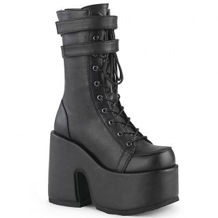 Bottes gothiques femme Demonia Cult Camel-250 noires à plateforme haute