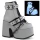Bottes gothiques grises Demonia Camel-205 à plateformes, boucles et chaîne