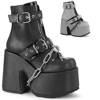 Bottes gothiques noires Demonia Camel-205 à plateformes, boucles et chaîne