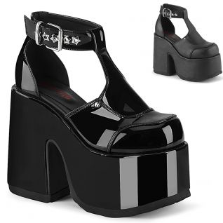 Escarpins gothiques noirs à plateforme et talon haut Demonia Cult Camel-103