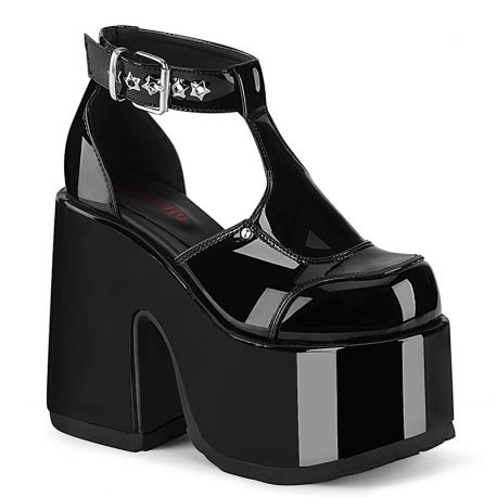 Escarpins gothiques noirs à plateforme et talon haut Demonia Cult Camel-103