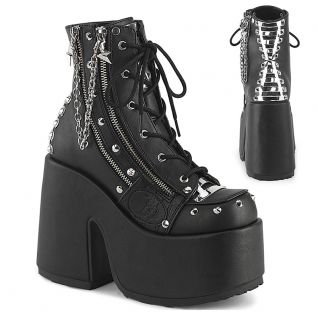 Bottines gothiques noires à plateformes vertigineuses Demonia Cult Camel-208