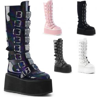Bottes gothiques femme Demonia Cult Damned-318 à plateforme 9 cm