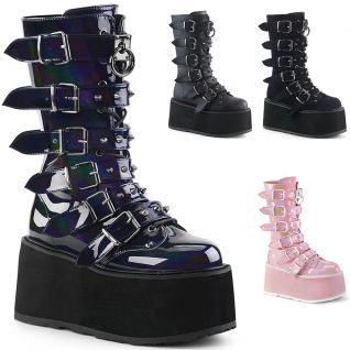Bottes gothiques femme Demonia Cult Damned-225 à plateformes, style punk