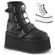 Bottines gothiques plateforme Demonia Cult Damned-105 noires à boucles, également disponibles en blanc holographique