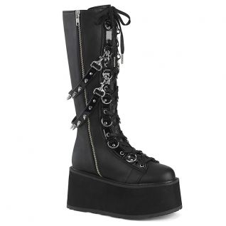 Bottes gothiques Demonia Cult Damned-220 noires à plateforme 9 cm