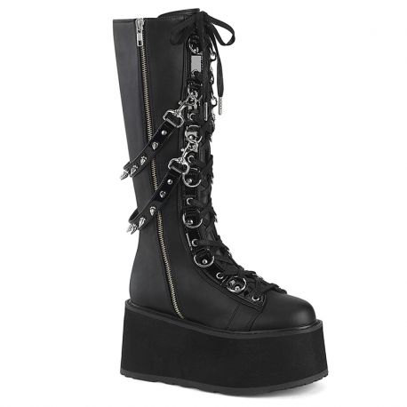 Bottes gothiques Demonia Cult Damned-220 noires à plateforme 9 cm