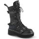 Bottes gothiques noires Demonia Cult Emily-82 en cuir vegan avec plateforme et détails squelette