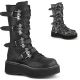 Bottes gothiques Demonia Cult Emily-322 en cuir vegan noir mat avec boucles et plateforme