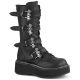 Bottes gothiques Demonia Cult Emily-322 en cuir vegan noir mat avec boucles et plateforme