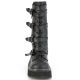 Bottes gothiques Demonia Cult Emily-322 en cuir vegan noir mat avec boucles et plateforme