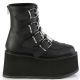 Bottines gothiques plateforme Demonia Cult Damned-105 noires à boucles, également disponibles en blanc holographique