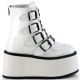 Bottines gothiques plateforme Demonia Cult Damned-105 noires à boucles, également disponibles en blanc holographique