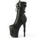Bottines gothiques noires à talons hauts 20cm et plateformes 10cm, ornées de lacets, fermetures éclair et motifs tête de mort