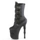Bottines gothiques noires à talons hauts 20cm et plateformes 10cm, ornées de lacets, boucles, fermetures éclair, clous et motifs