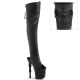 Bottes gothiques cuissardes noires à talons hauts 20cm, motifs tête d