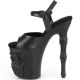 Sandales gothiques noires à talons hauts 20cm et plateformes 10cm, ornées de brides, boucles et motifs