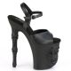 Sandales gothiques noires à talons hauts 20cm et plateformes 10cm, ornées de brides, boucles et motifs