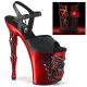 Sandales gothiques argentées plateforme talon haut tête de mort LED Pleaser Rapture-809-LT