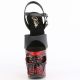 Sandales gothiques argentées plateforme talon haut tête de mort LED Pleaser Rapture-809-LT