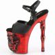 Sandales gothiques argentées plateforme talon haut tête de mort LED Pleaser Rapture-809-LT