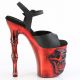 Sandales gothiques argentées plateforme talon haut tête de mort LED Pleaser Rapture-809-LT